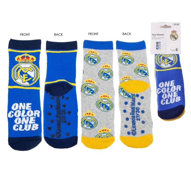 Calcetines antideslizantes surtidos del Real Madrid en azul y gris