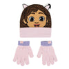 Set rosa de gorro y guantes de La Casa de Muñecas de Gabby
