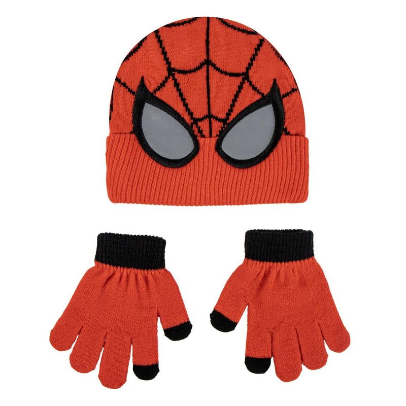 Set de gorro y guantes Spider-Man Marvel en rojo y negro