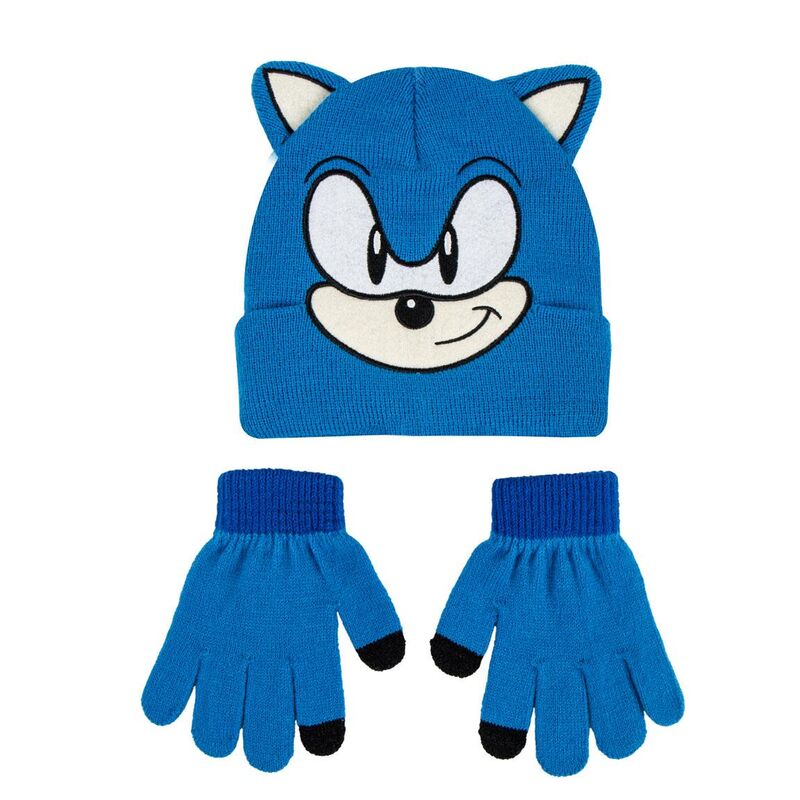 Set azul de gorro y guantes Sonic The Hedgehog