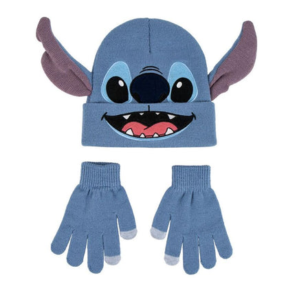 Set azul de gorro y guantes Stitch Disney
