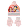 Set rosa de gorro con pompón y guantes Disney Princesas