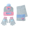 Conjunto Disney Stitch con gorro, bufanda y guantes en gris, rosa y azul