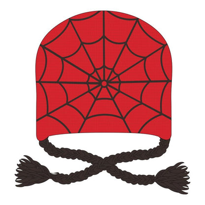Gorro peruano rojo de Spider-Man Marvel con trenzas y borlas negras - 2