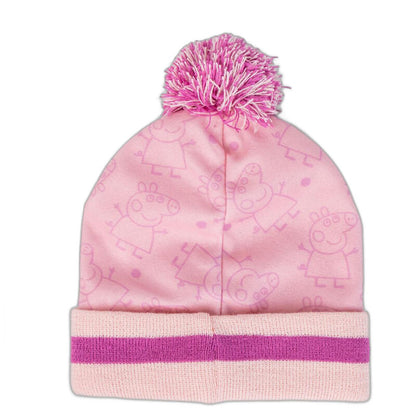 Set rosa de gorro y guantes Peppa Pig con pompón - 2