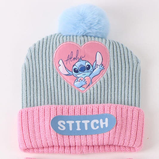 Conjunto Disney Stitch con gorro, bufanda y guantes en gris, rosa y azul - 2