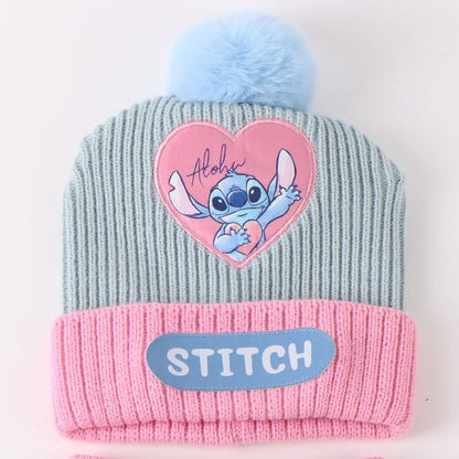 Conjunto Disney Stitch con gorro, bufanda y guantes en gris, rosa y azul - 2