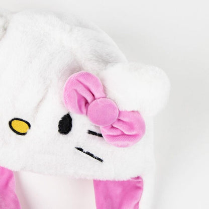Gorro blanco de Hello Kitty con lazo rosa y tiras laterales - 3