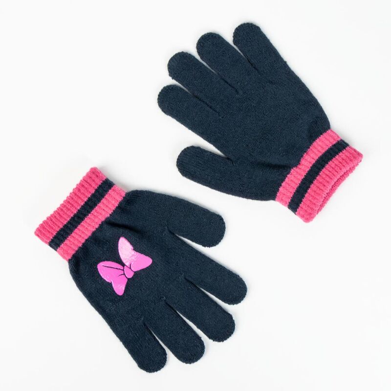 Set de gorro rosa con pompón y guantes azul marino de Minnie Disney - 3