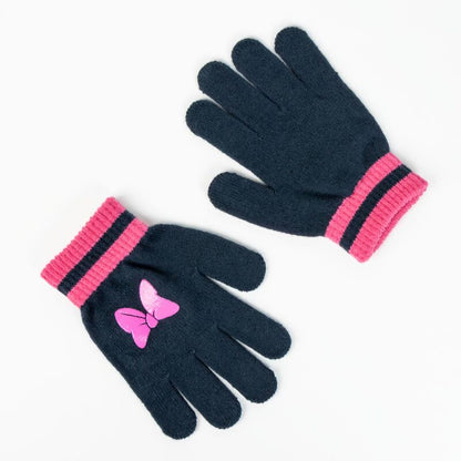 Set de gorro rosa con pompón y guantes azul marino de Minnie Disney - 3