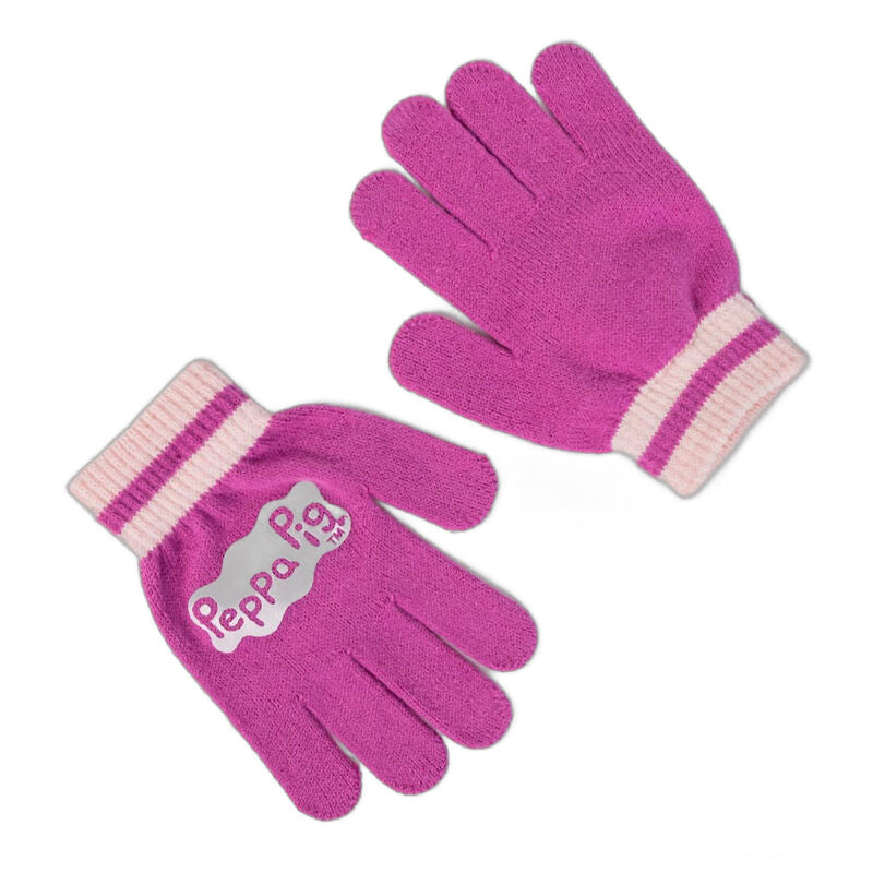 Set rosa de gorro y guantes Peppa Pig con pompón - 3