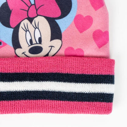 Set de gorro rosa con pompón y guantes azul marino de Minnie Disney - 4