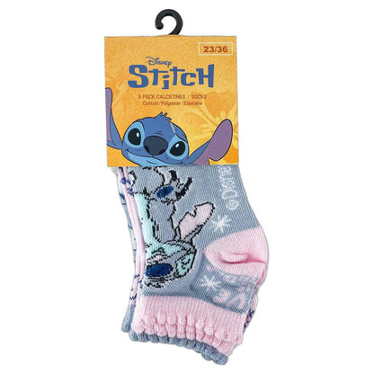 Set de tres pares de calcetines Disney Stitch en azul y rosa - 5