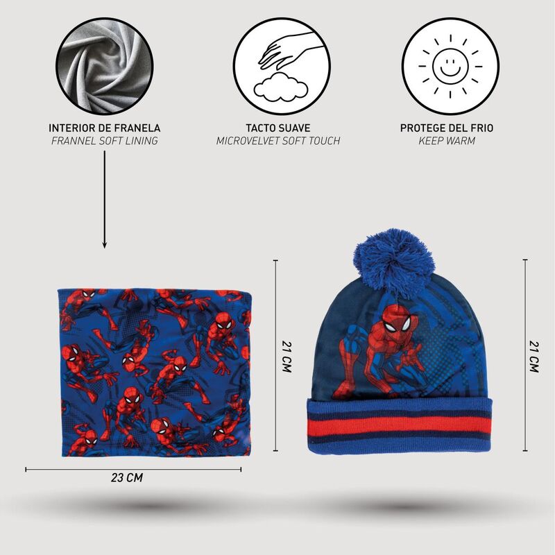 Conjunto Spider-Man Marvel con gorro de pompón, guantes y braga de cuello - 5