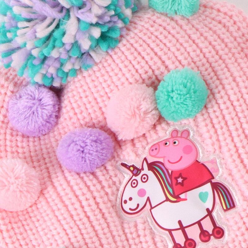 Conjunto rosa de gorro, guantes y bufanda Peppa Pig - 5