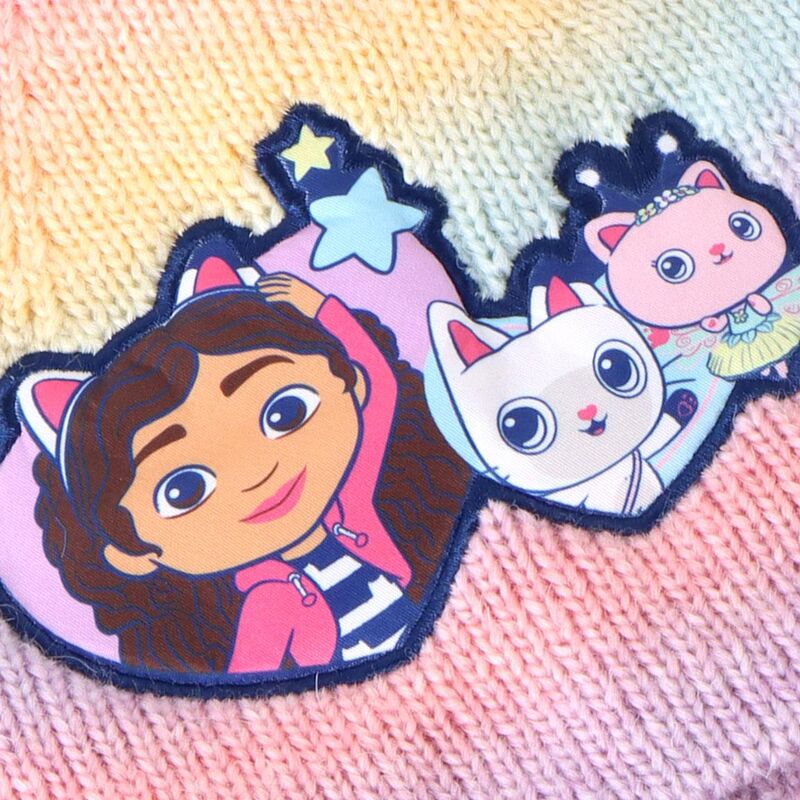 Conjunto rosa y lila de gorro, bufanda y guantes de Gabby - 5
