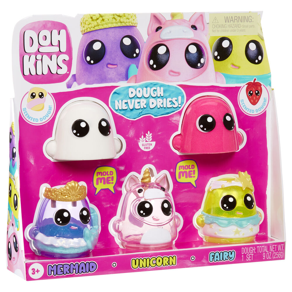 Set Fantasía DohKins de MGA con personajes de sirena, unicornio y hada