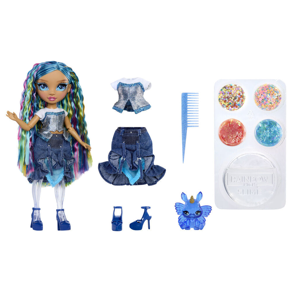 Muñeca Skyler Rainbow High con slime, purpurina y criatura azul - 2
