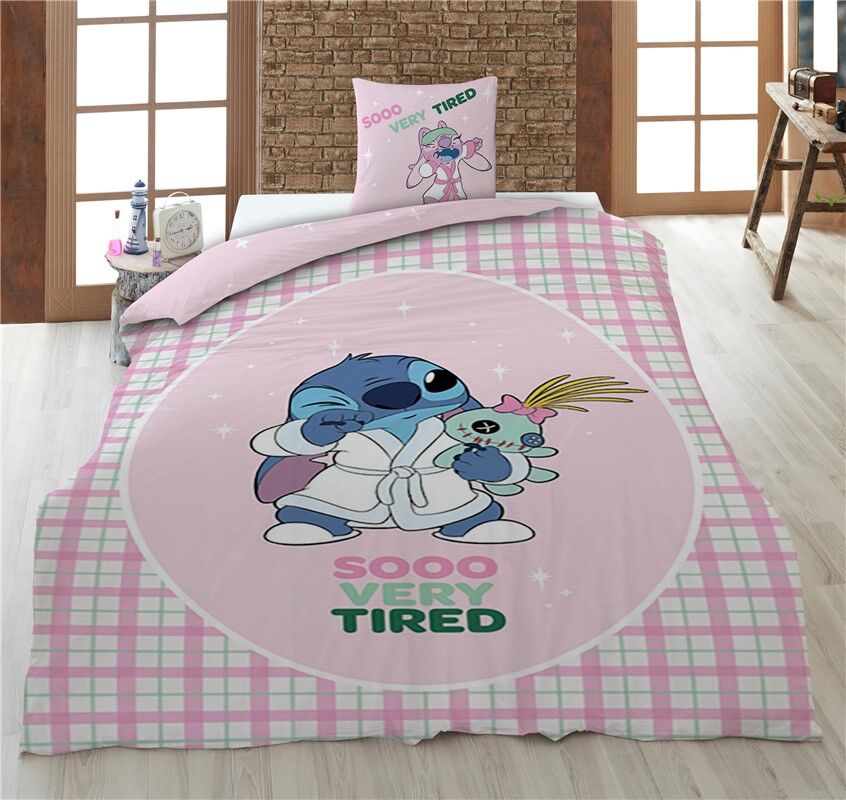 Funda nórdica Stitch Disney rosa con cuadros y funda de almohada - 2