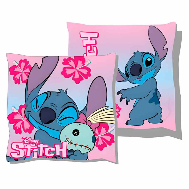 Cojín cuadrado de Stitch Disney con flores tropicales - 2