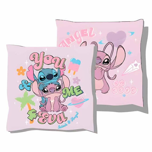 Cojín Disney de Stitch y Angel en tonos rosas y lilas - 2