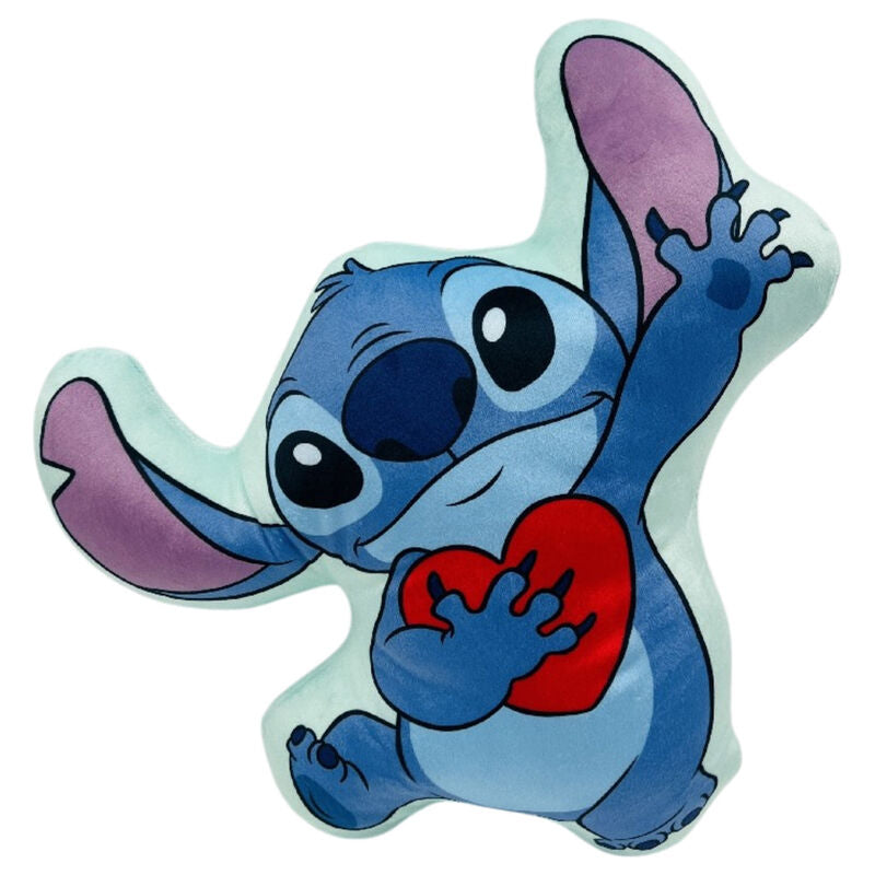 Cojín 3D de Stitch Disney abrazando un corazón rojo