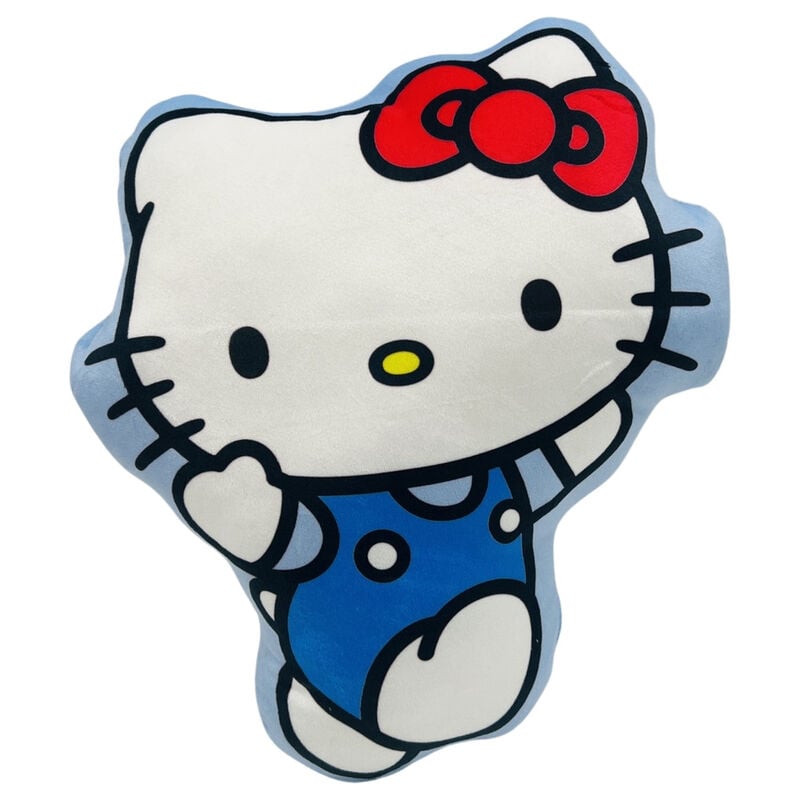 Cojín 3D de Hello Kitty SANRIO con lazo rojo y diseño azul