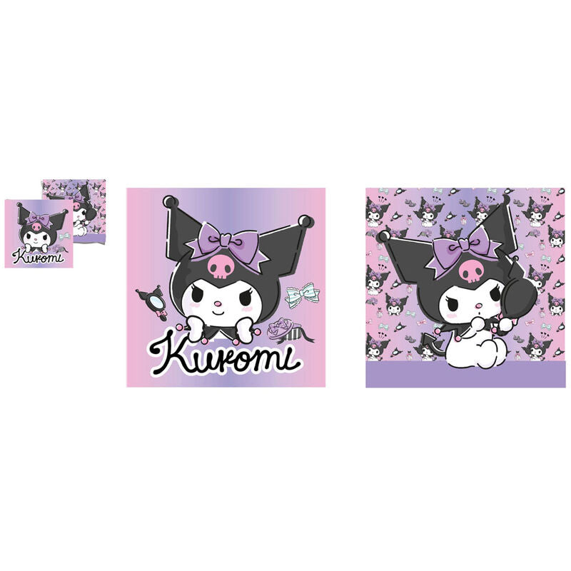 Cojín cuadrado de Kuromi SANRIO en tonos rosa y lila - 3