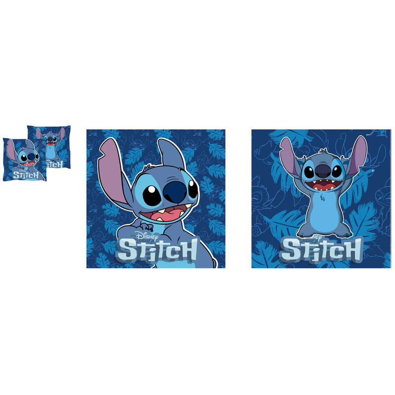 Cojín azul de Disney con Stitch y fondo tropical - 2