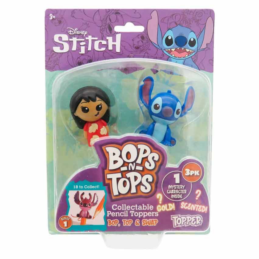 Blister de tres toppers 3D de Stitch Disney para lápices