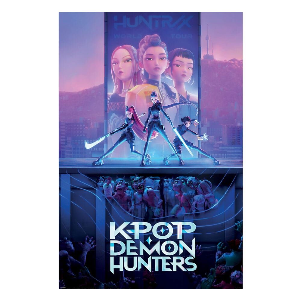 Póster vertical de KPop Demon Hunters con las tres protagonistas