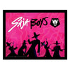 Cuadro enmarcado de Saja Boys sobre fondo rosa