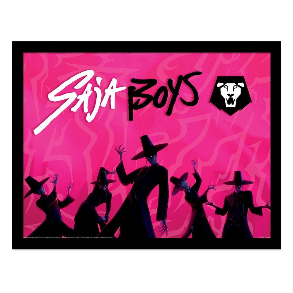 Cuadro enmarcado de Saja Boys sobre fondo rosa