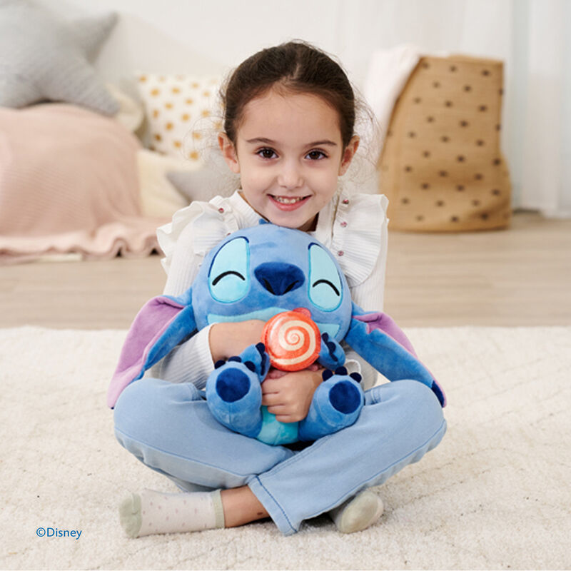 Peluche azul de Stitch Disney con piruleta roja y blanca - 4