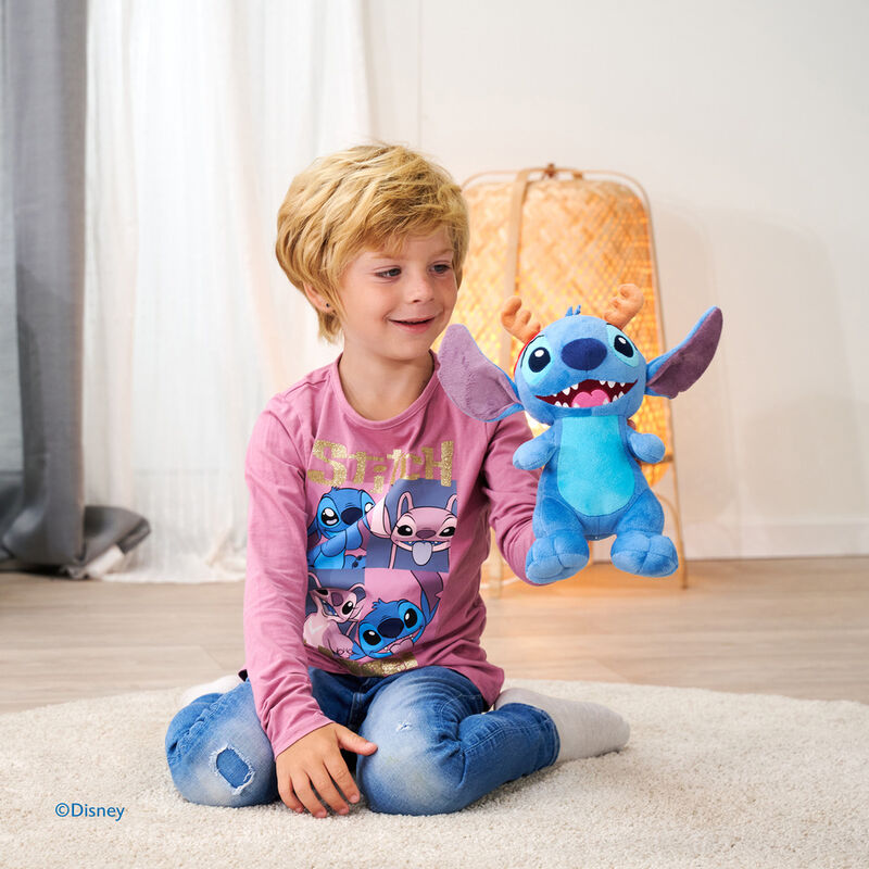 Peluche de Stitch Disney con astas de reno y diadema roja - 4