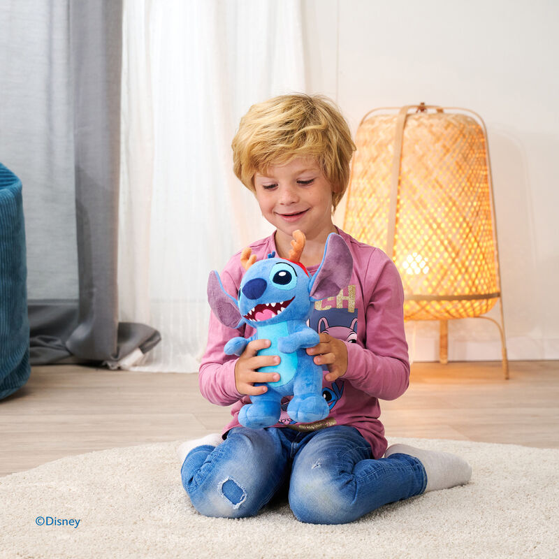Peluche de Stitch Disney con astas de reno y diadema roja - 5
