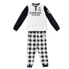 Pijama adulto del Real Madrid blanco y negro con pantalón de cuadros