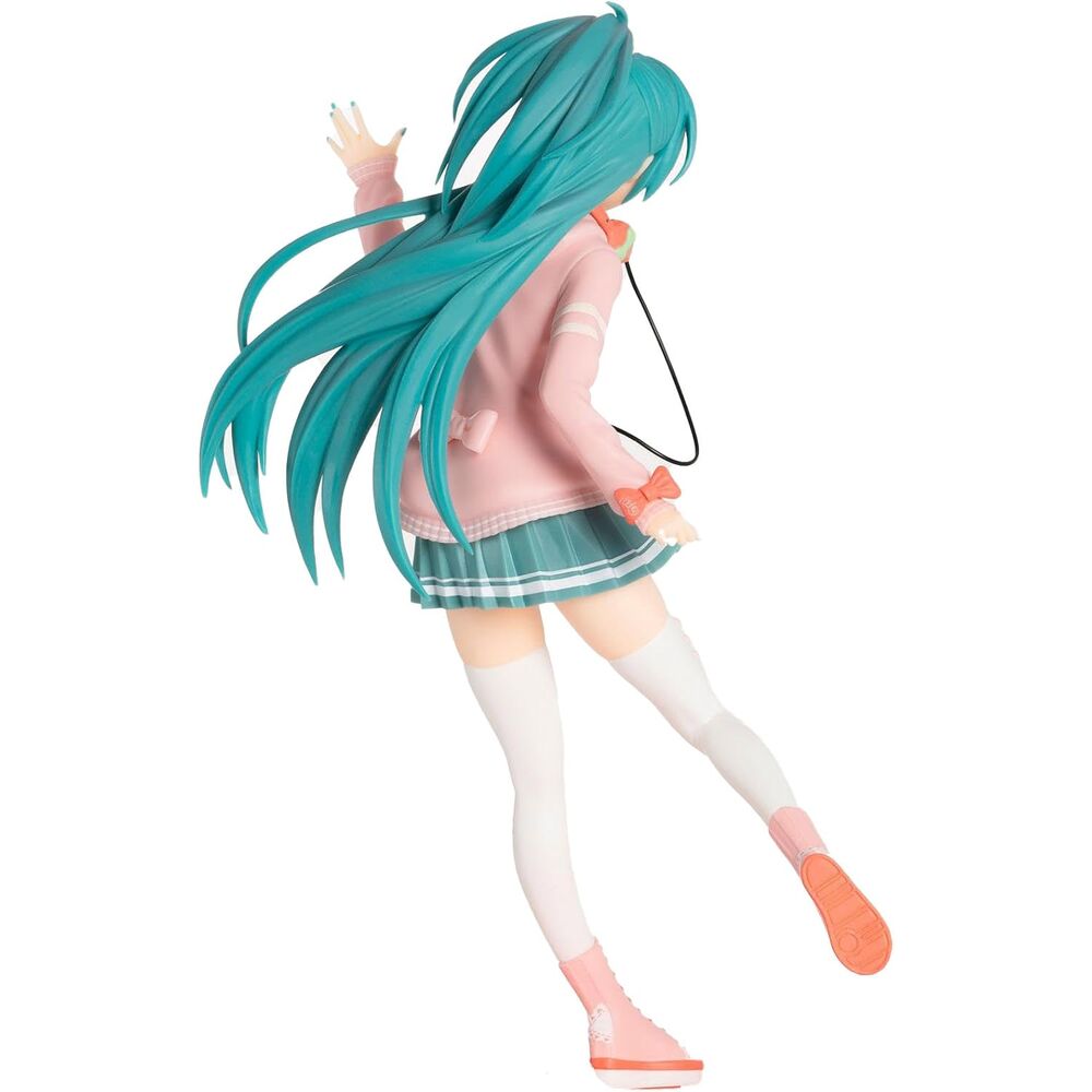 Figura de Hatsune Miku Ribbon Girl con chaqueta rosa y coletas turquesa - 3
