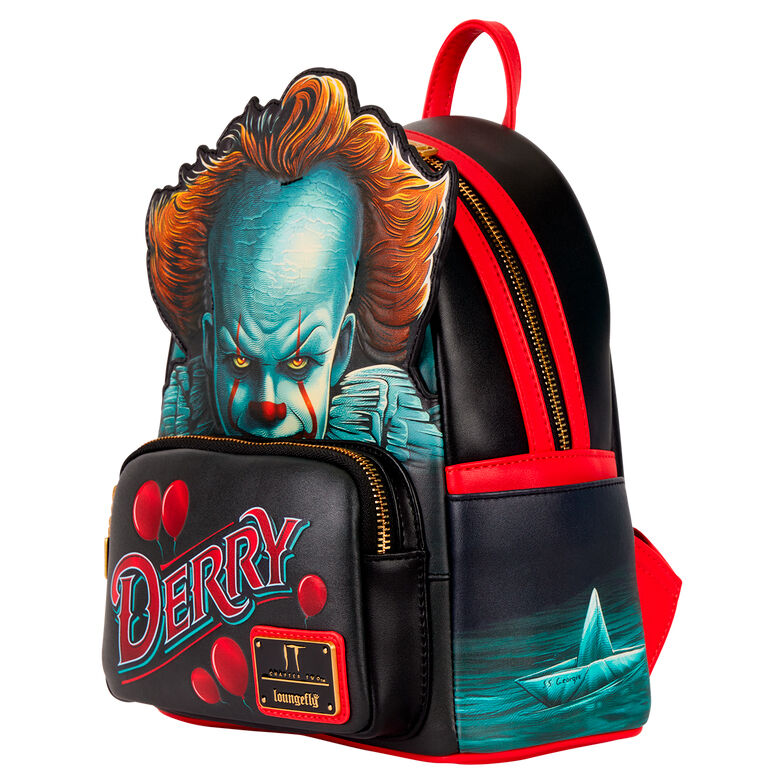 Mochila Loungefly de Pennywise IT con diseño Derry y globos rojos - 6
