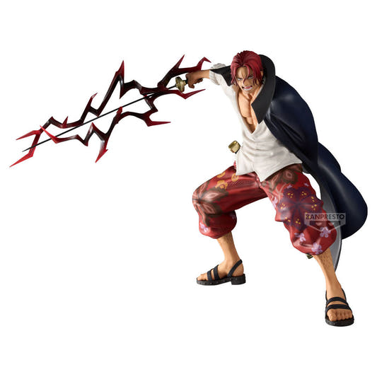 Figura Grandista de Shanks de One Piece con capa oscura y efecto de energía
