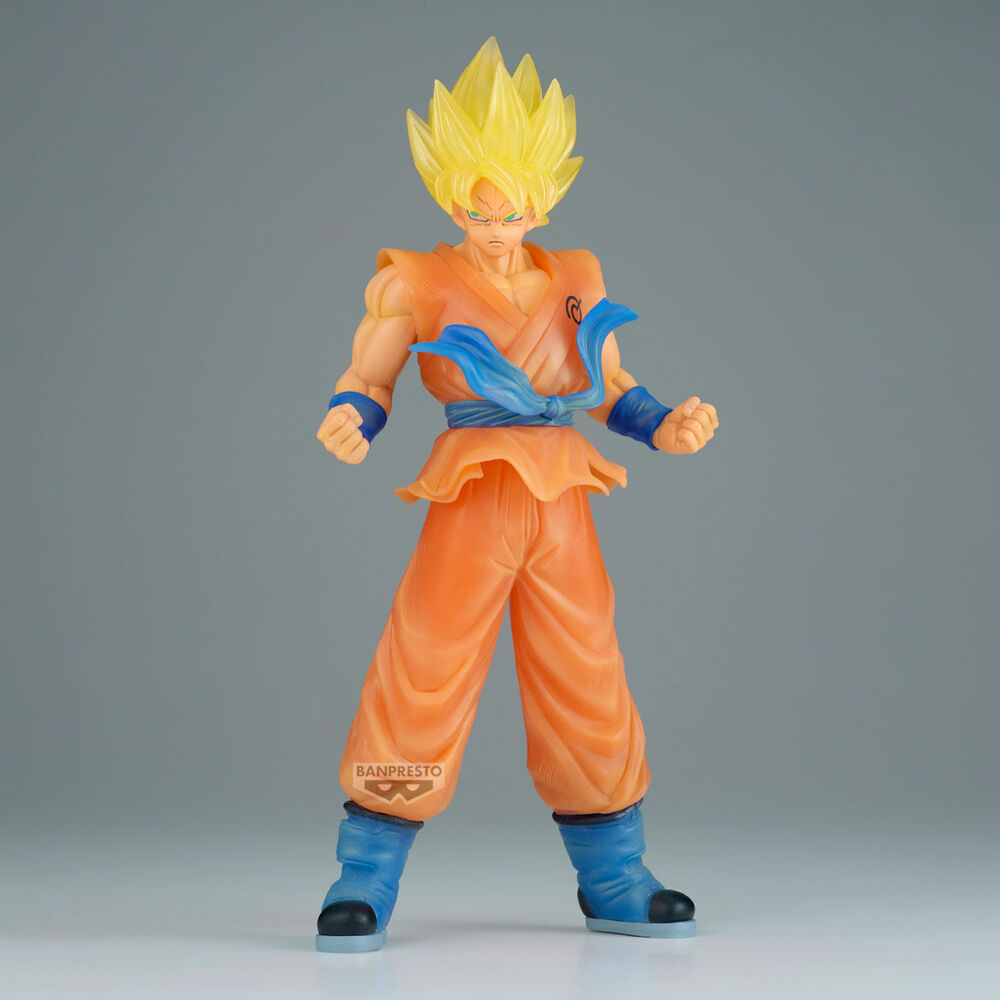 Figura Banpresto de Son Goku Clearise con uniforme naranja y cabello dorado - 3