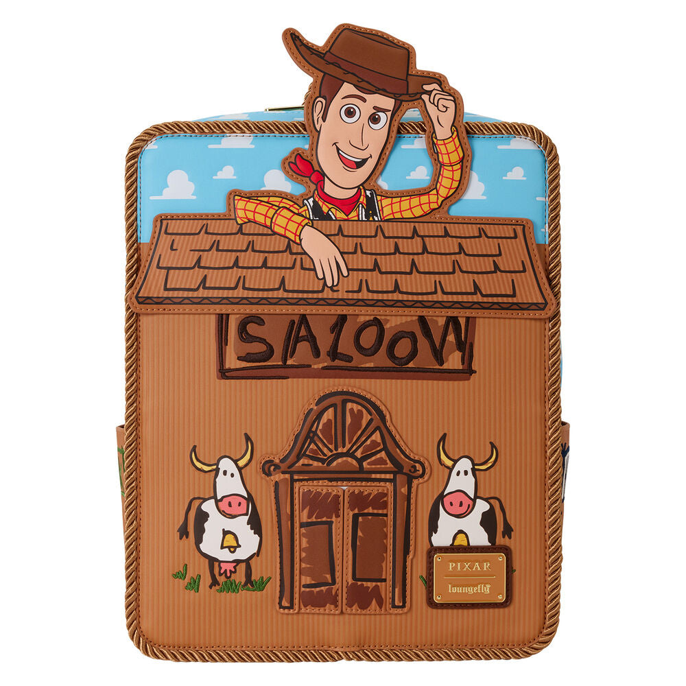 Mochila Loungefly de Woody con diseño de Toy Story y fachada del salvaje oeste