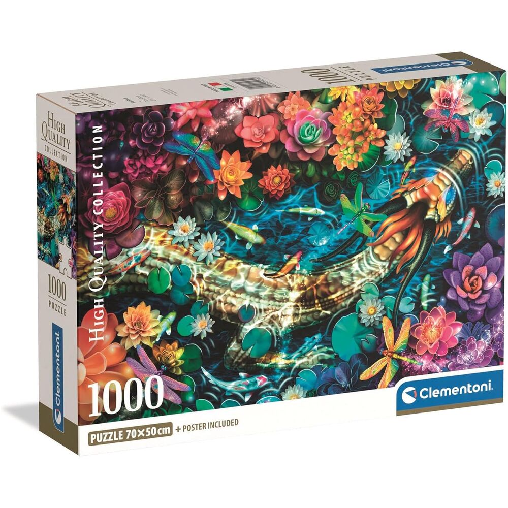 Puzzle Clementoni Koi River de 1000 piezas con peces koi y flores acuáticas