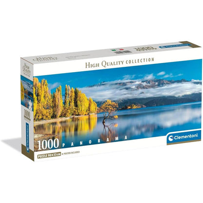 Puzzle Clementoni panorámico de Wanaka con lago, montañas y árboles dorados