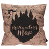 Cojín Harry Potter con diseño del Mapa del Merodeador y silueta del castillo
