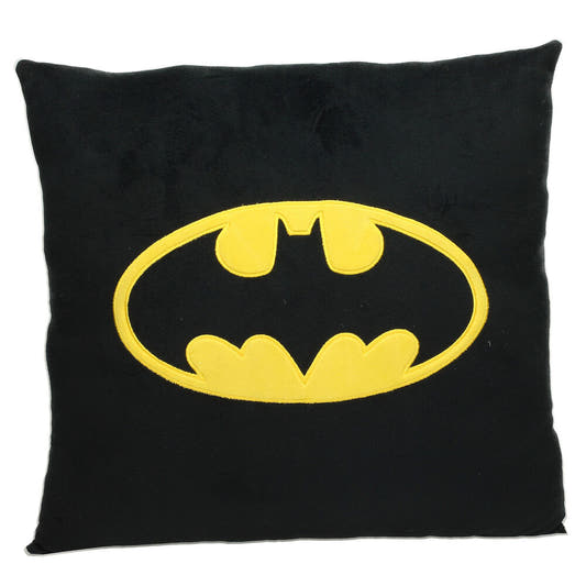 Cojín negro de Batman con logotipo amarillo