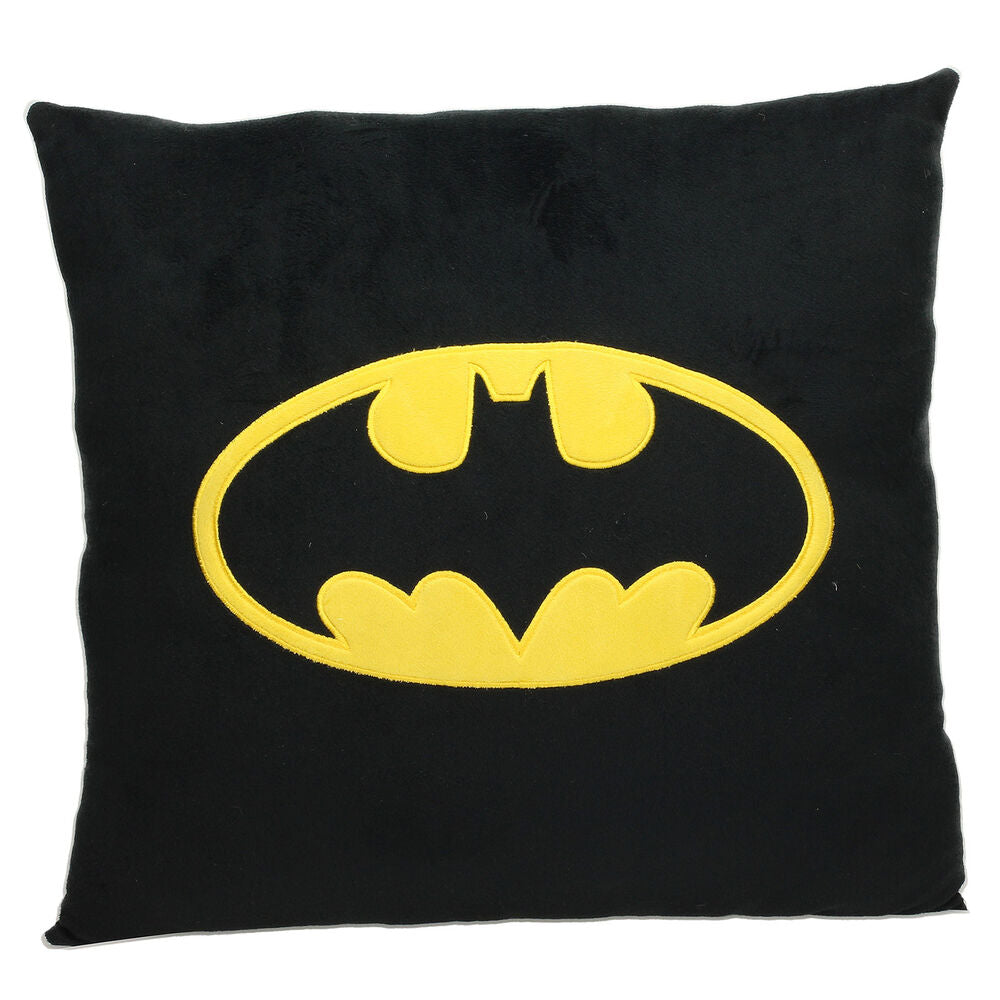 Cojín negro de Batman con logotipo amarillo