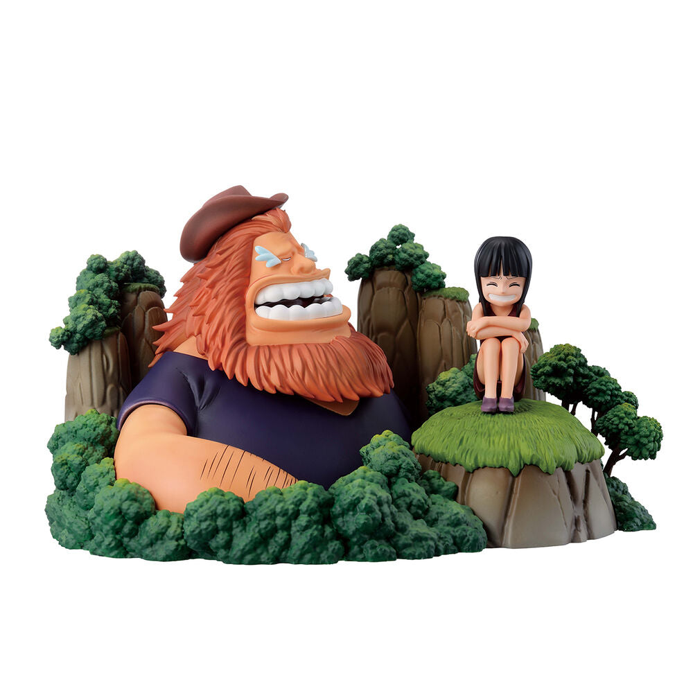 Figura Ichibansho de Saul y Robin de One Piece sobre una base rocosa con vegetación - 2