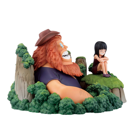Figura Ichibansho de Saul y Robin de One Piece sobre una base rocosa con vegetación - 3