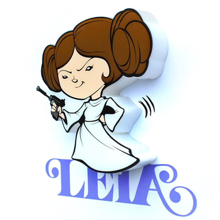Lámpara LED mini de Leia de Star Wars con vestido blanco y bláster